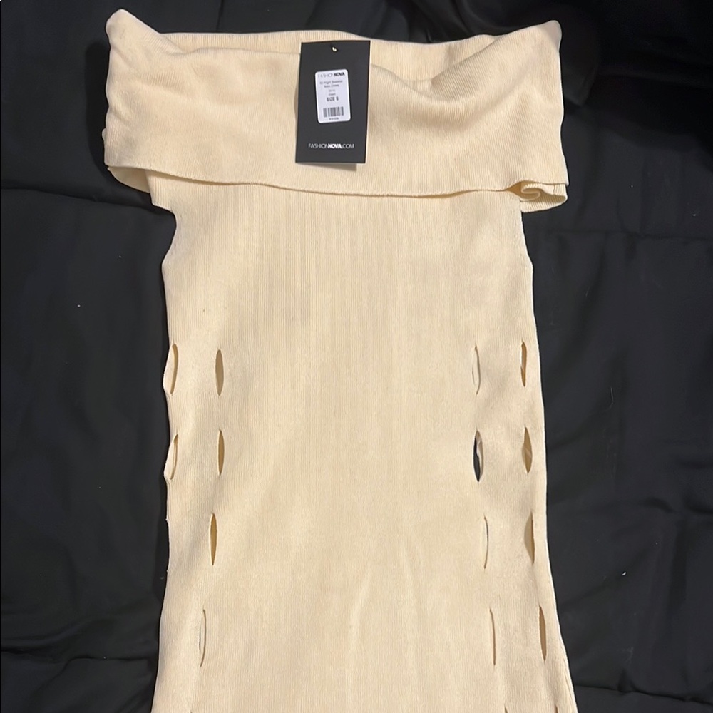 Elegant Cream Off-Shoulder Dress